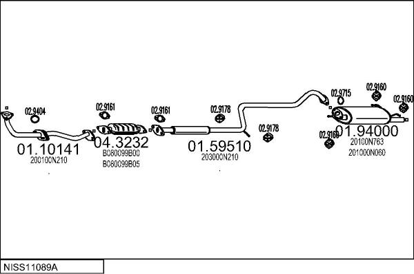 MTS NISS11089A005222 - Impianto gas scarico www.autoricambit.com