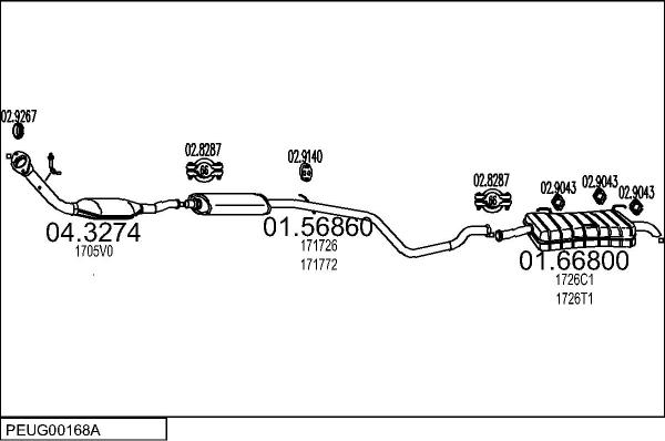 MTS PEUG00168A008411 - Impianto gas scarico www.autoricambit.com