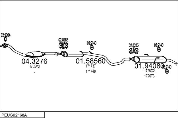 MTS PEUG02168A008398 - Impianto gas scarico www.autoricambit.com