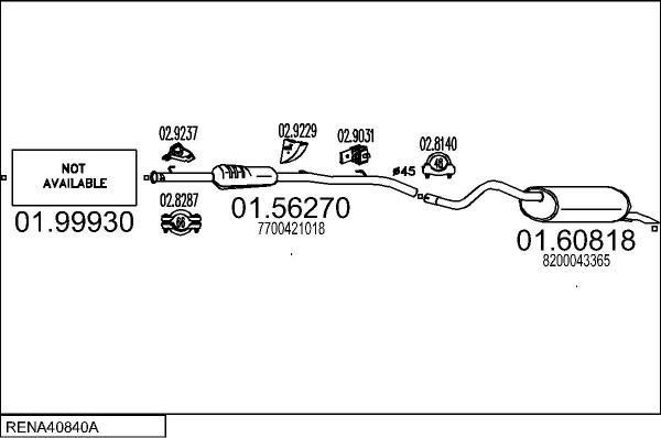 MTS RENA40840A016832 - Impianto gas scarico www.autoricambit.com