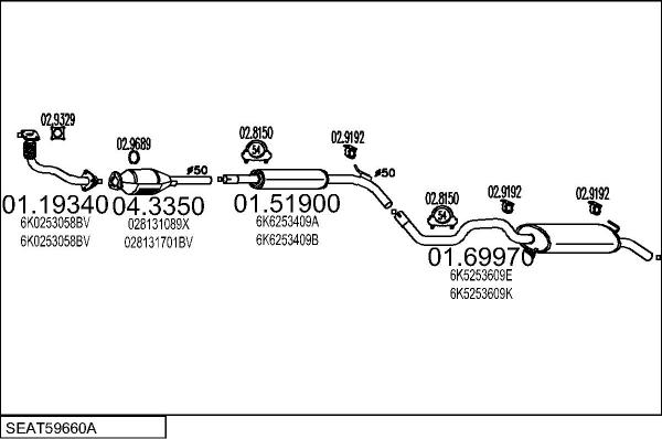 MTS SEAT59660A005673 - Impianto gas scarico www.autoricambit.com