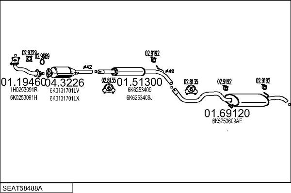 MTS SEAT58488A005673 - Impianto gas scarico www.autoricambit.com