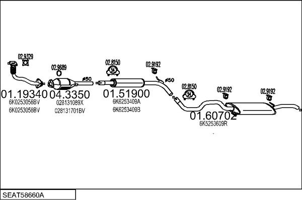 MTS SEAT58660A005673 - Impianto gas scarico www.autoricambit.com