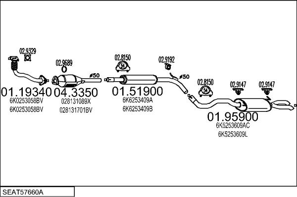 MTS SEAT57660A005673 - Impianto gas scarico www.autoricambit.com