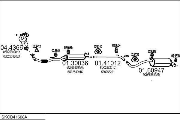 MTS SKOD41608A133228 - Impianto gas scarico www.autoricambit.com
