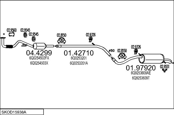 MTS SKOD15938A019231 - Impianto gas scarico www.autoricambit.com