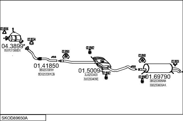 MTS SKOD89650A016291 - Impianto gas scarico www.autoricambit.com