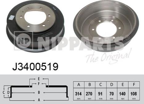 Nipparts J3400519 - Tamburo freno www.autoricambit.com