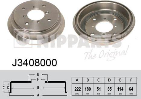 Nipparts J3408000 - Tamburo freno www.autoricambit.com