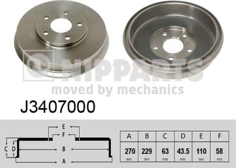 Nipparts J3407000 - Tamburo freno www.autoricambit.com