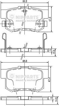 Nipparts J3614008 - Kit pastiglie freno, Freno a disco www.autoricambit.com