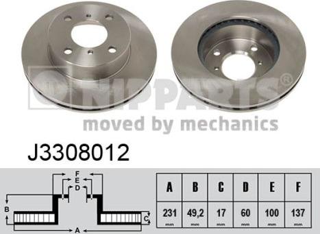 Nipparts J3308012 - Discofreno www.autoricambit.com