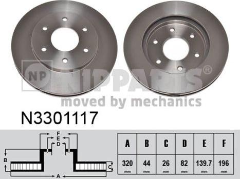 Nipparts N3301117 - Discofreno www.autoricambit.com