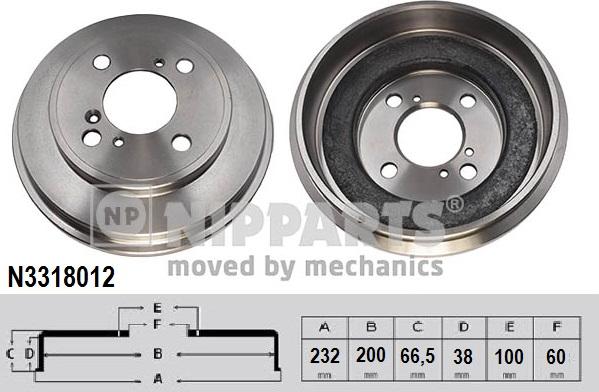 Nipparts N3318012 - Tamburo freno www.autoricambit.com