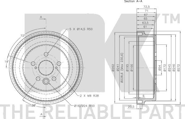 NK 254511 - Tamburo freno www.autoricambit.com