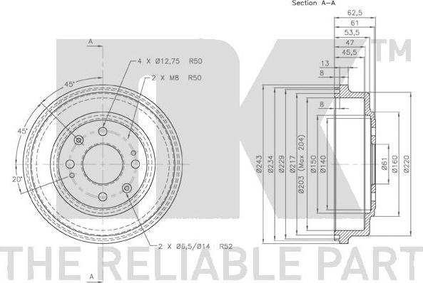 NK 254001 - Tamburo freno www.autoricambit.com