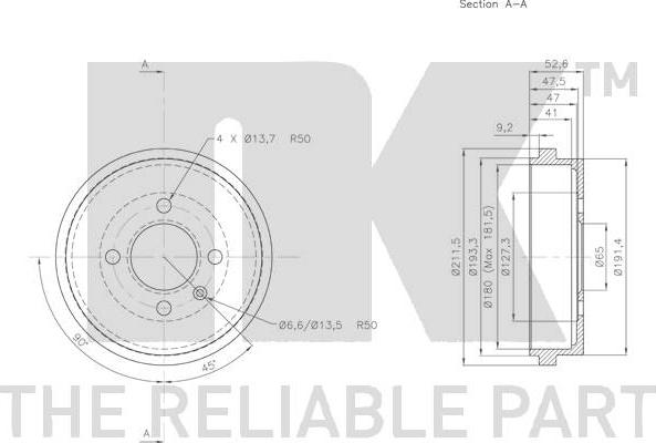 NK 254724 - Tamburo freno www.autoricambit.com