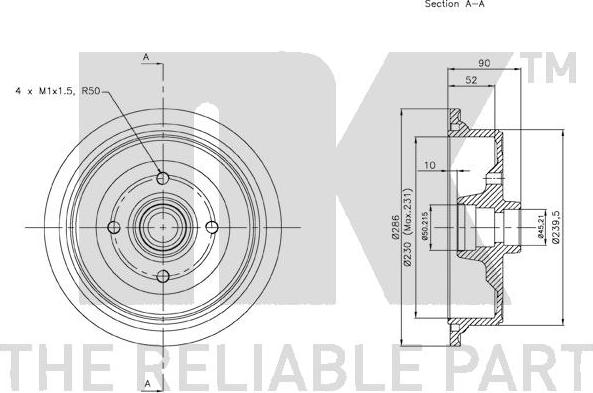 NK 254726 - Tamburo freno www.autoricambit.com