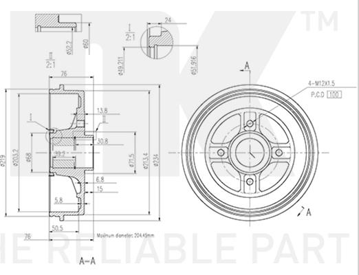 NK 253936 - Tamburo freno www.autoricambit.com