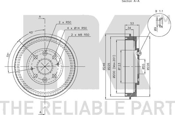 NK 253206 - Tamburo freno www.autoricambit.com