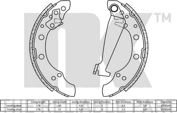 NK 2799520 - Kit freno, freni a tamburo www.autoricambit.com