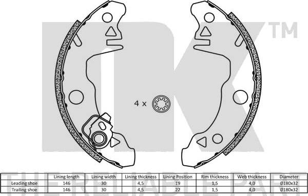 NK 2799269 - Kit freno, freni a tamburo www.autoricambit.com