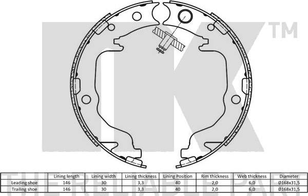 NK 2793799 - Kit ganasce, Freno stazionamento www.autoricambit.com