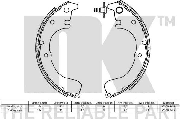 NK 2745502 - Kit freno, freni a tamburo www.autoricambit.com