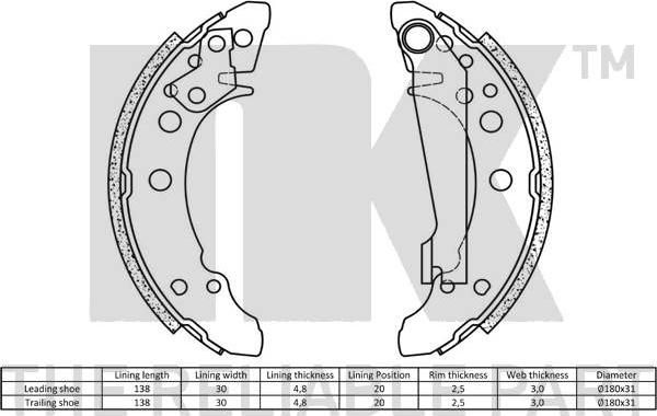 NK 2747340 - Kit freno, freni a tamburo www.autoricambit.com