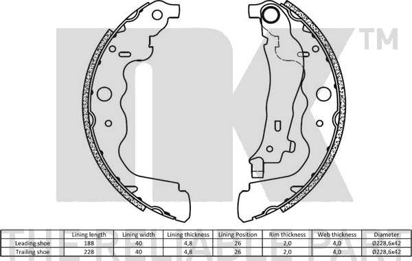 NK 2739787 - Kit freno, freni a tamburo www.autoricambit.com