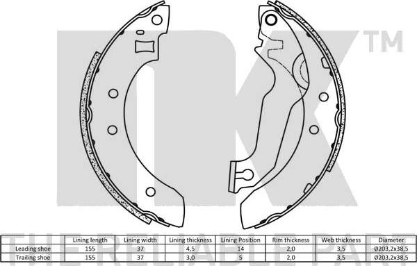 NK 2725365 - Kit freno, freni a tamburo www.autoricambit.com