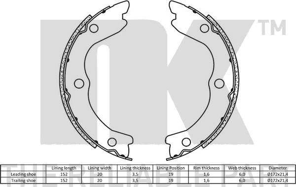 NK 2722719 - Kit ganasce, Freno stazionamento www.autoricambit.com