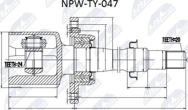 NTY NPW-TY-047 - Kit giunti, Semiasse www.autoricambit.com