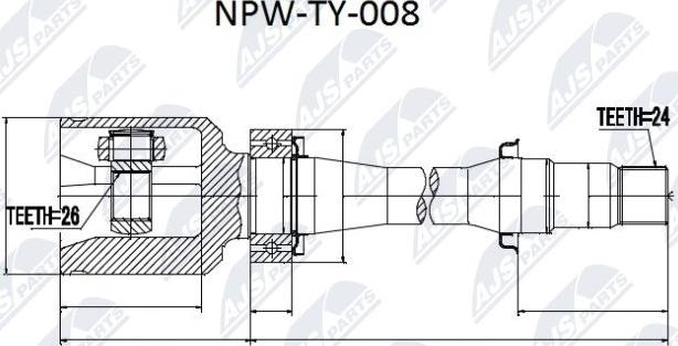 NTY NPW-TY-008 - Kit giunti, Semiasse www.autoricambit.com