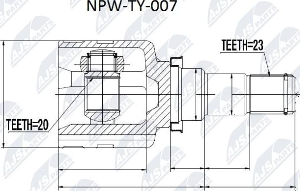 NTY NPW-TY-007 - Kit giunti, Semiasse www.autoricambit.com