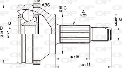 Open Parts CVJ5358.10 - Kit giunti, Semiasse www.autoricambit.com