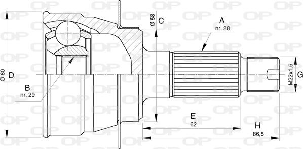 Open Parts CVJ5732.10 - Kit giunti, Semiasse www.autoricambit.com