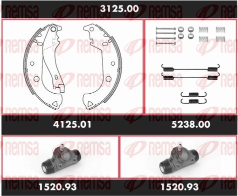 Remsa 3125.00 - Kit freno, freni a tamburo www.autoricambit.com