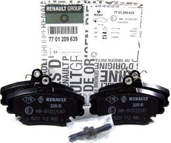 RENAULT 7701209639 - Kit pastiglie freno, Freno a disco www.autoricambit.com