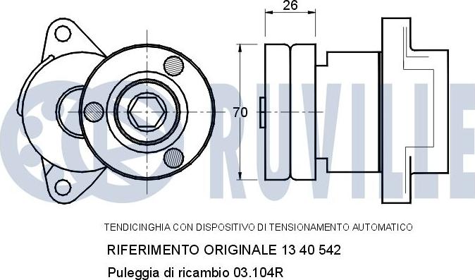 Ruville 540525 - Tendicinghia, Cinghia Poly-V www.autoricambit.com