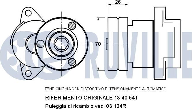 Ruville 540098 - Tendicinghia, Cinghia Poly-V www.autoricambit.com