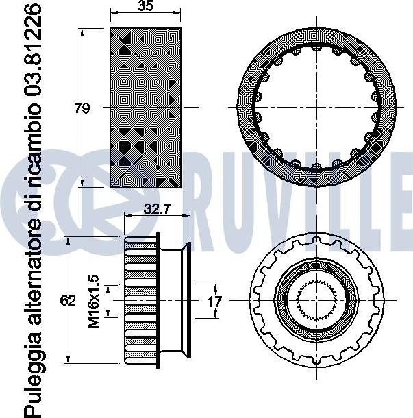 Ruville 541926 - Puleggia cinghia, Alternatore www.autoricambit.com