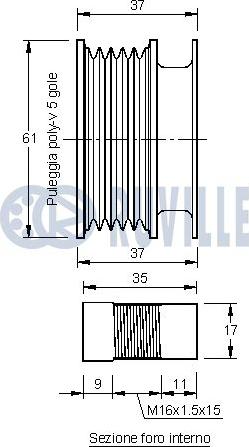 Ruville 541922 - Puleggia cinghia, Alternatore www.autoricambit.com