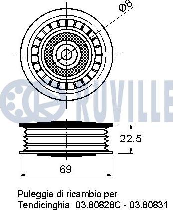 Ruville 541525 - Galoppino/Guidacinghia, Cinghia Poly-V www.autoricambit.com