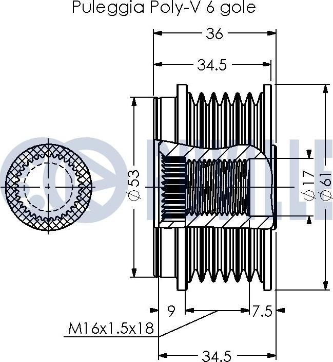 Ruville 541041 - Puleggia cinghia, Alternatore www.autoricambit.com