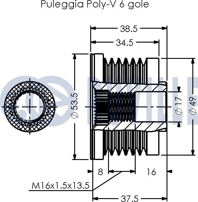 Ruville 541085 - Puleggia cinghia, Alternatore www.autoricambit.com