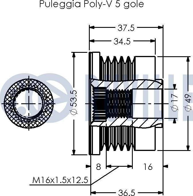 Ruville 541086 - Puleggia cinghia, Alternatore www.autoricambit.com