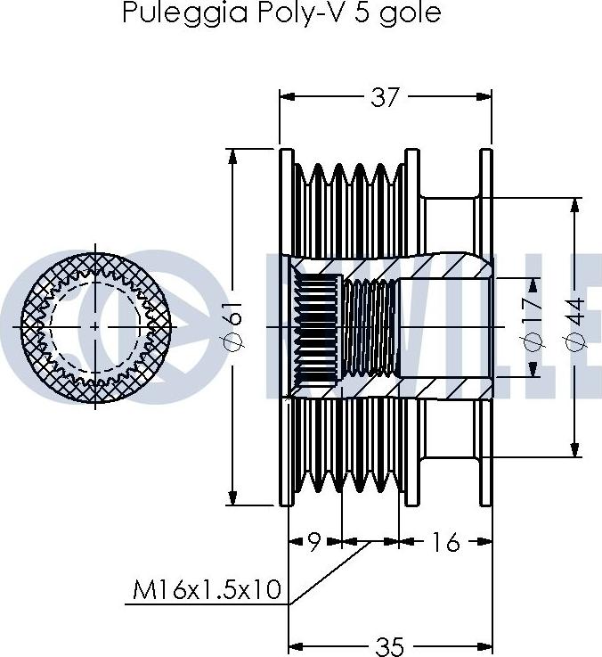 Ruville 541031 - Puleggia cinghia, Alternatore www.autoricambit.com