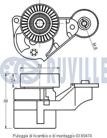 Ruville 541158 - Tendicinghia, Cinghia Poly-V www.autoricambit.com