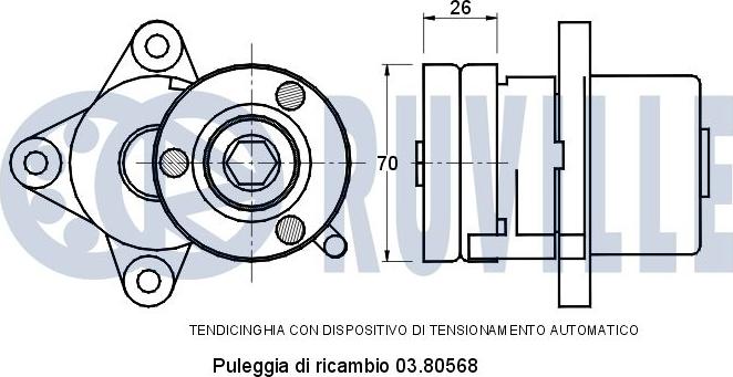 Ruville 541388 - Tendicinghia, Cinghia Poly-V www.autoricambit.com